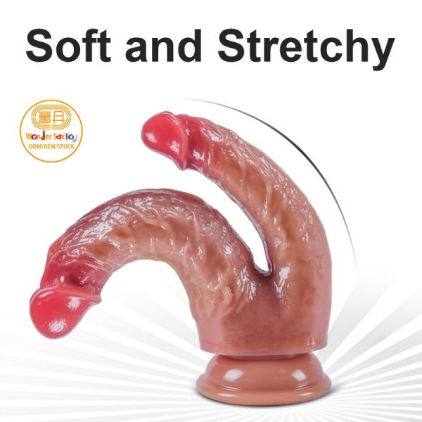 Main picture 04 logo Double Dildo Soft Silicone Flexible Penis Suction Cup Vaginal G-spot Dick