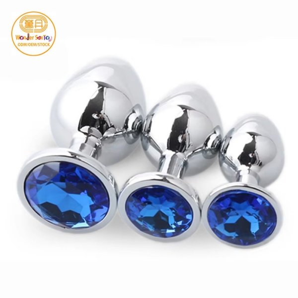 Main picture 01 Blue Metal Butt Plug Stainless Steel Crystal Anal Plug 3 sizes Anus Stimulator Main picture 01 Blue Metal Butt Plug Stainless Steel Crystal Anal Plug 3 sizes Anus Stimulator