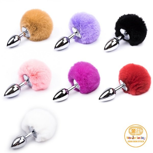 Main picture 01 Tail Plug Stainless Steel Bunny Fur Butt Plug for Adults Main picture 01 Tail Plug Stainless Steel Bunny Fur Butt Plug for Adults