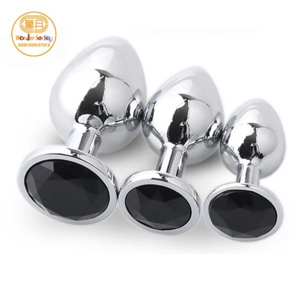 Main picture 02 Black Metal Butt Plug Stainless Steel Crystal Anal Plug 3 sizes Anus Stimulator Main picture 02 Black Metal Butt Plug Stainless Steel Crystal Anal Plug 3 sizes Anus Stimulator