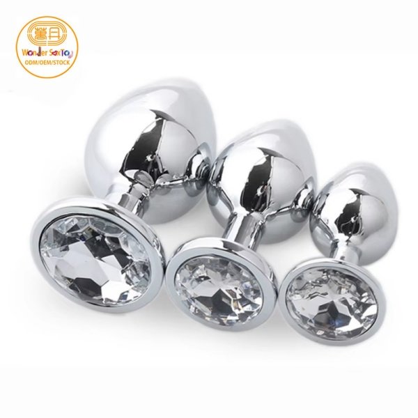 Main picture 04 Transparent Metal Butt Plug Stainless Steel Crystal Anal Plug 3 sizes Anus Stimulator