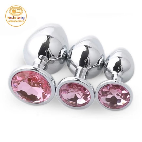Main picture 11 Light Pink Metal Butt Plug Stainless Steel Crystal Anal Plug 3 sizes Anus Stimulator Main picture 11 Light Pink Metal Butt Plug Stainless Steel Crystal Anal Plug 3 sizes Anus Stimulator