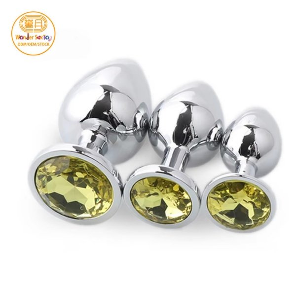 Main picture 12 Light Yellow Metal Butt Plug Stainless Steel Crystal Anal Plug 3 sizes Anus Stimulator Main picture 12 Light Yellow Metal Butt Plug Stainless Steel Crystal Anal Plug 3 sizes Anus Stimulator